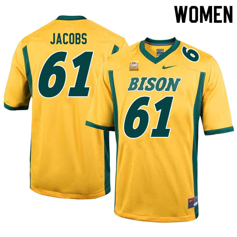 Women #61 Nolan Jacobs North Dakota State Bison College Football Jerseys Sale-Yellow - Click Image to Close